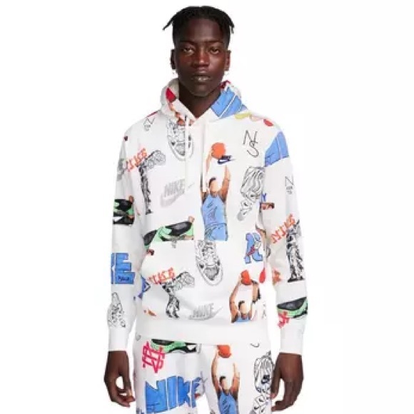 NIKE Men's Sportswear Club Print Pullover Hoodie NWT - Picture 1 of 12